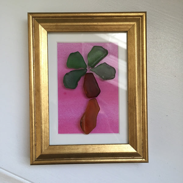 Palm Tree - Tiny Framed Seaglass Art