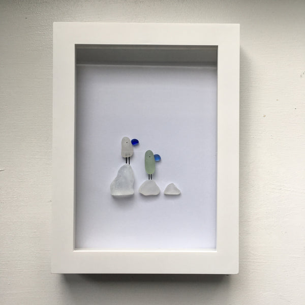 Beach Birds - Framed Seaglass Art