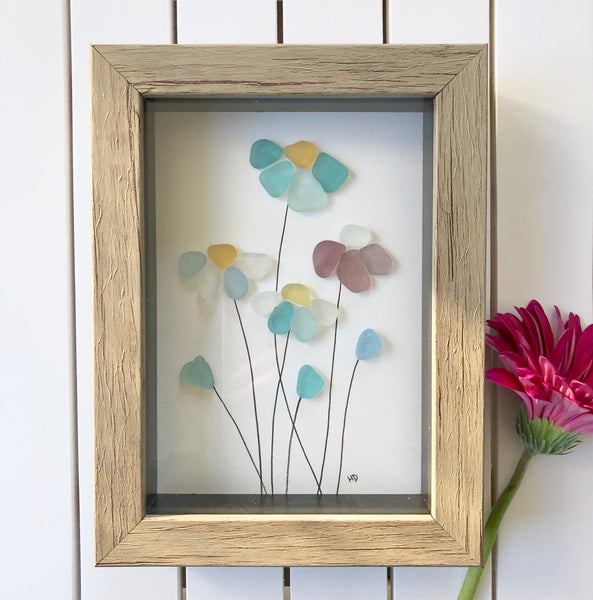 Wild Flowers - Hawaii Oahu Island Seaglass Art - 5x7
