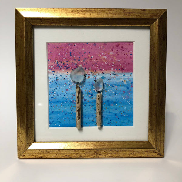 Gulls - Framed Seaglass Art