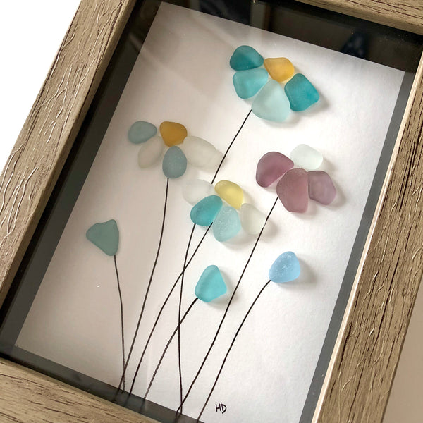 Wild Flowers - Hawaii Oahu Island Seaglass Art - 5x7