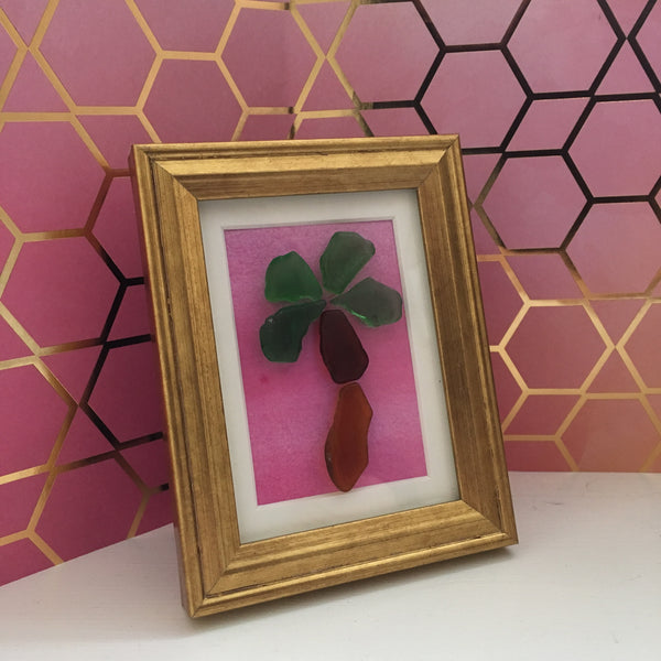 Palm Tree - Tiny Framed Seaglass Art