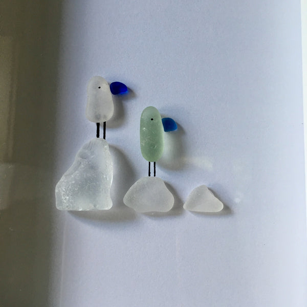 Beach Birds - Framed Seaglass Art