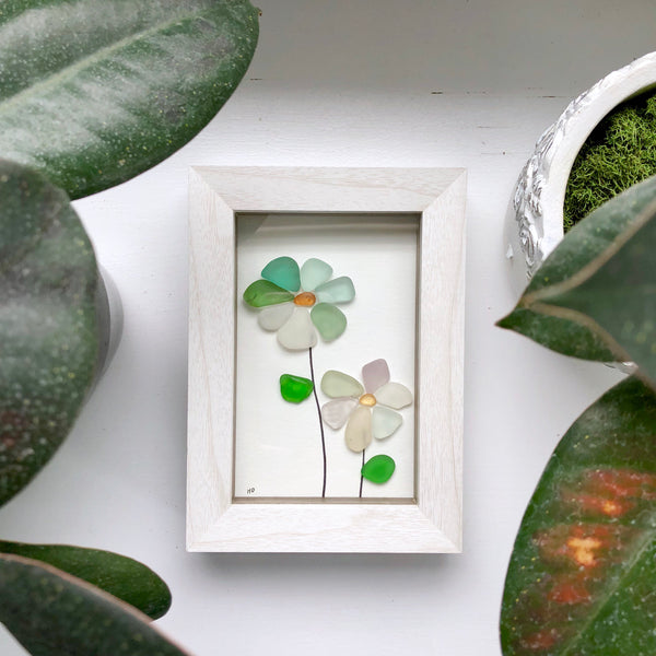Wildflowers - Framed Shadowbox Seaglass Art