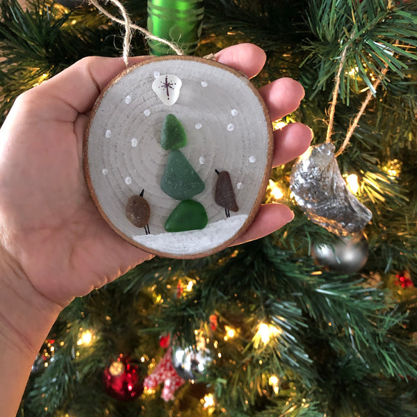 Holiday Sea Glass & Shell Ornaments