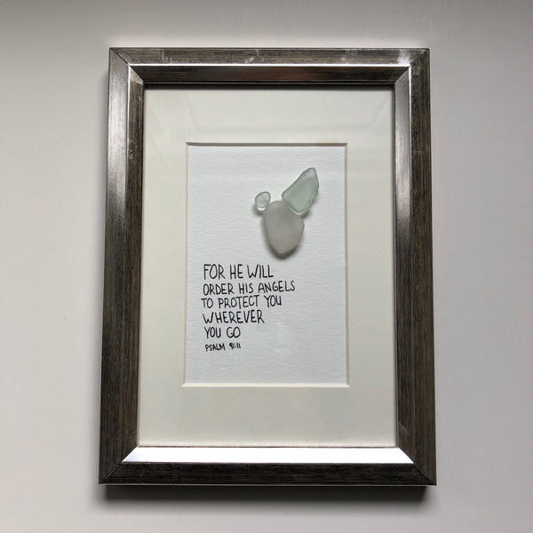 Hope & Strength Angel - 5x7 Seaglass Framed Art