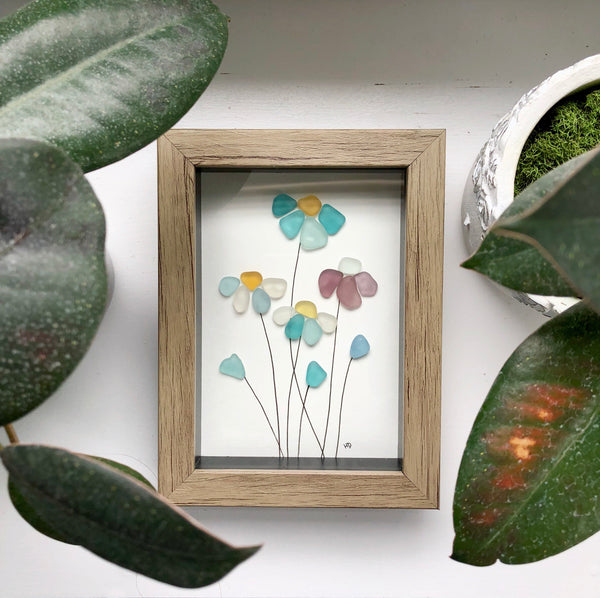 Wild Flowers - Hawaii Oahu Island Seaglass Art - 5x7