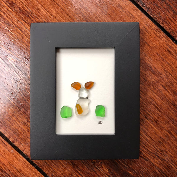 Puppy Life - Tiny Framed Seaglass Art