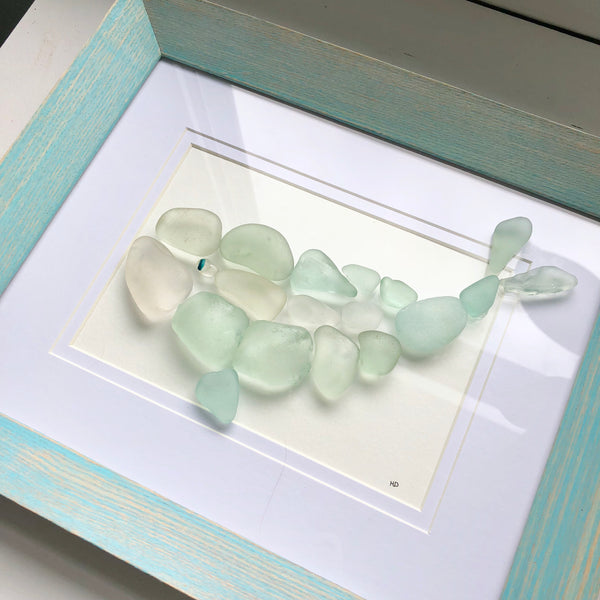 Nautical Blue Whale Sea Glass Beach Art