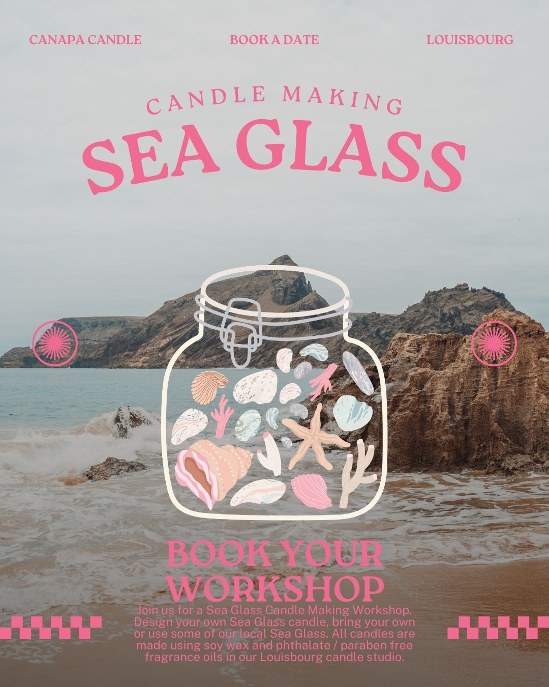 Sea Glass Candle Making Workshop - in Louisbourg, Cape Breton Island, NS