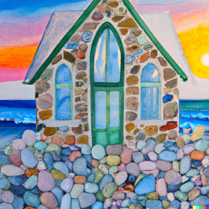 Watercolor Seaside Seaglass Digital Art Print - Beach House