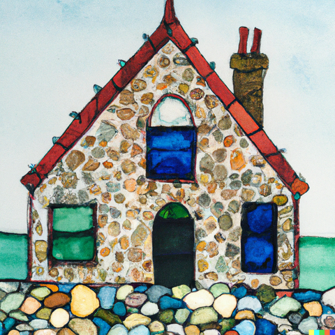 Watercolor Seaside Seaglass Digital Art Print - Louisbourg House