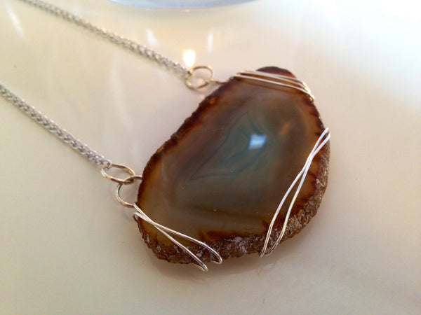 The Ocean - Agate Slice Necklace