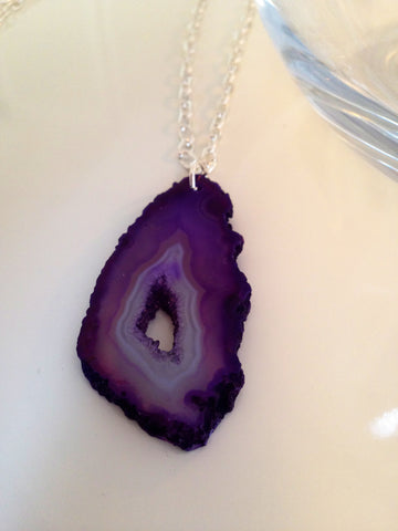 Chunky Purple Agate Slice Necklace