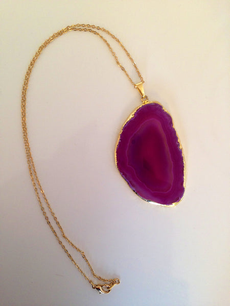 Gold Plated Agate Slice Necklace