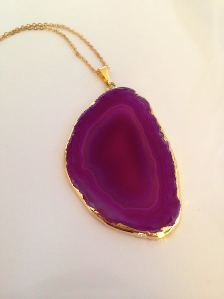 Gold Plated Agate Slice Necklace