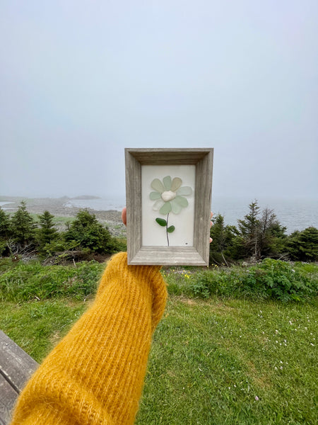 Beach Wildflower - Framed Shadowbox Seaglass Art