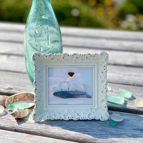 Sand Pipers of Nova Scotia - Miniature Framed Seaglass Art