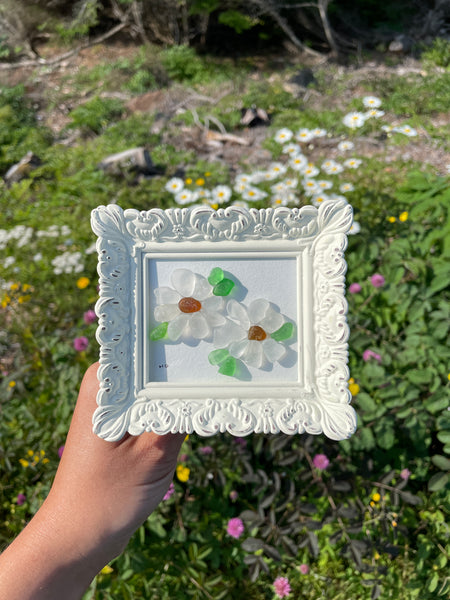 Sea Glass Wildflowers - Miniature Framed Seaglass Art