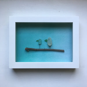 Framed Seaglass Art - Birds