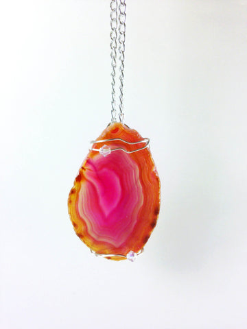 Raspberry Pink - Agate Necklace