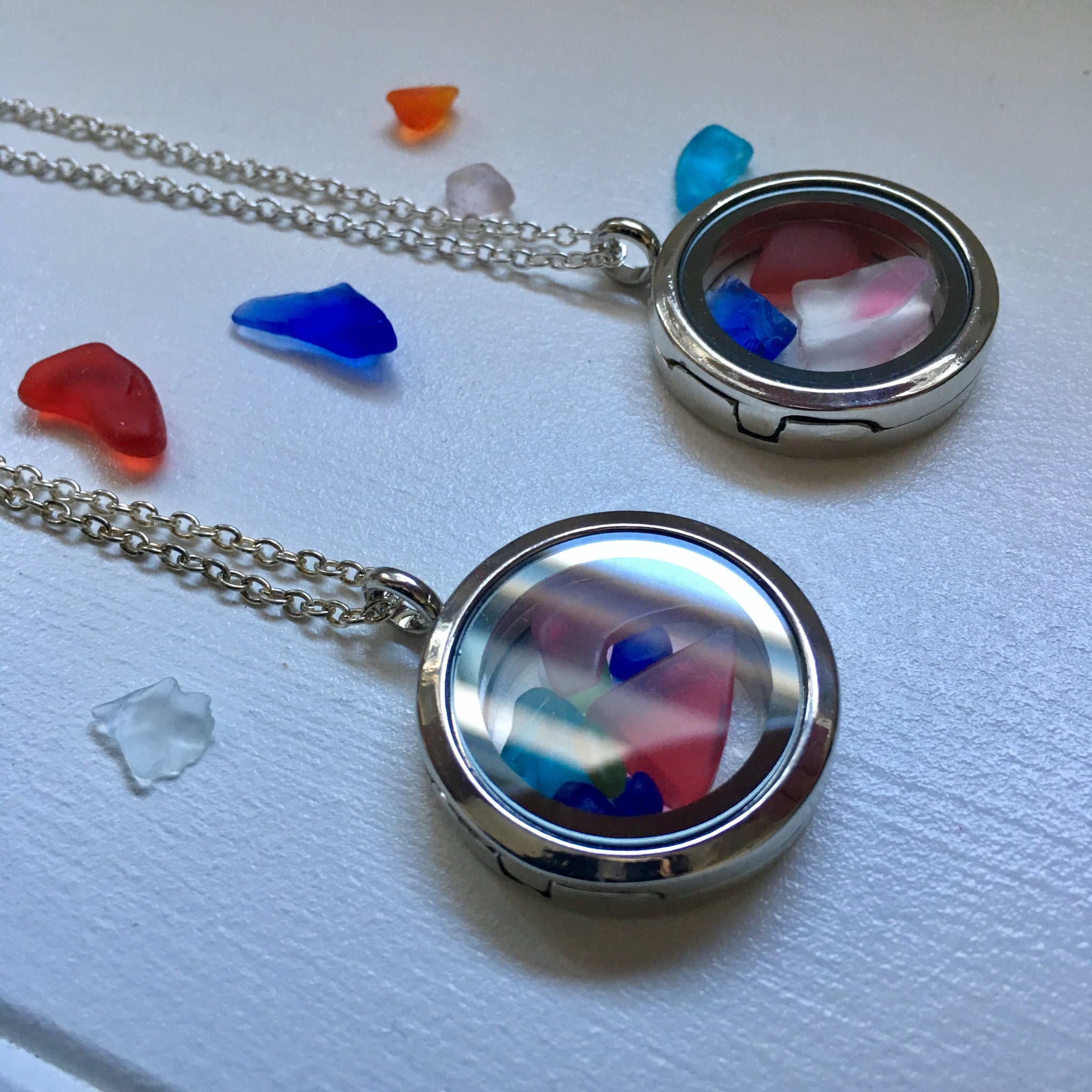 Two seaglass lockets for Melissa ( Custom order)