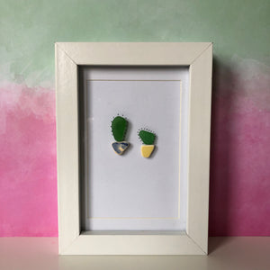 Cactus Plants Seaglass Art