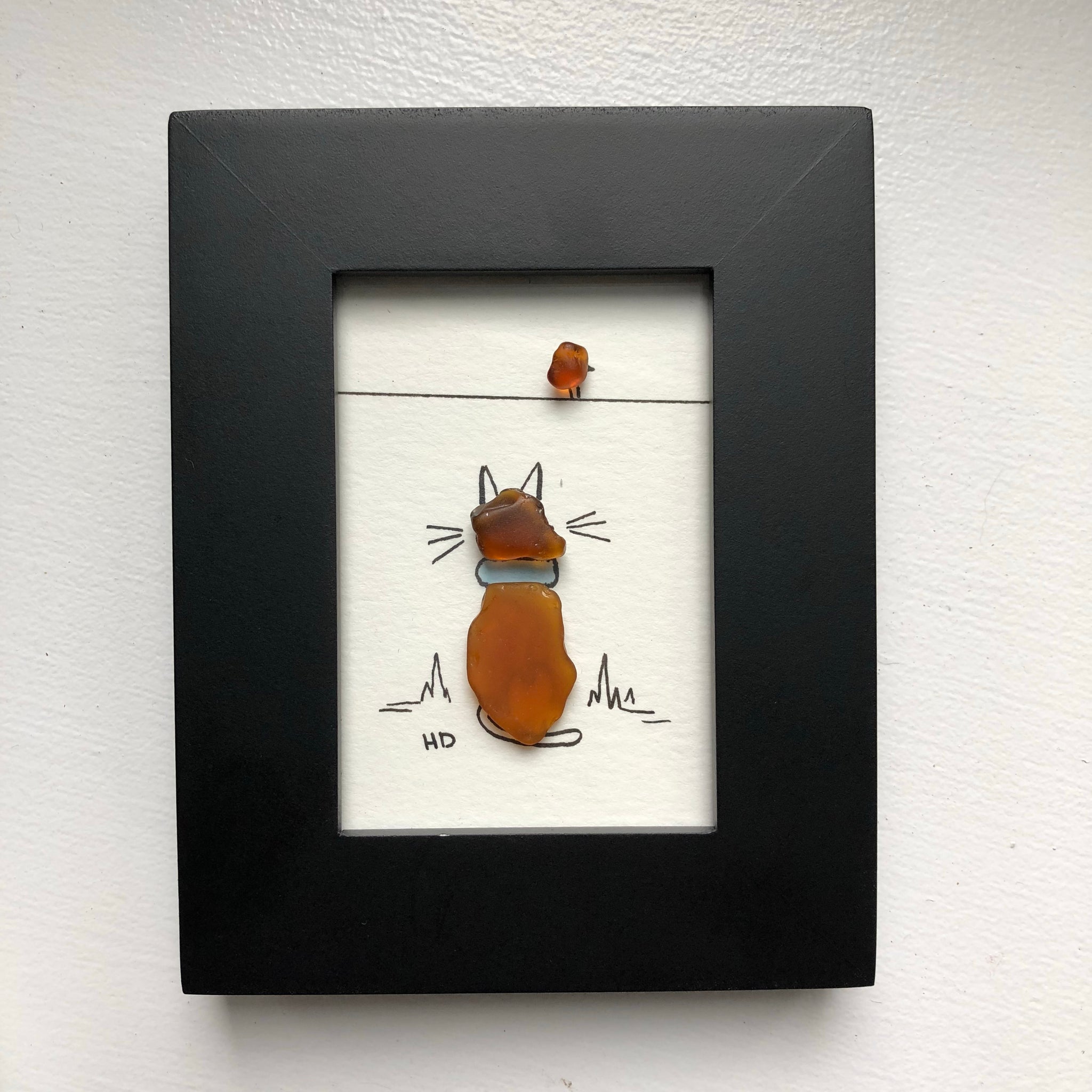 Bird Watching - Tiny Framed Seaglass Art
