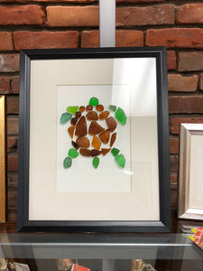 Sea Turtle - 8x10 Seaglass Framed Art