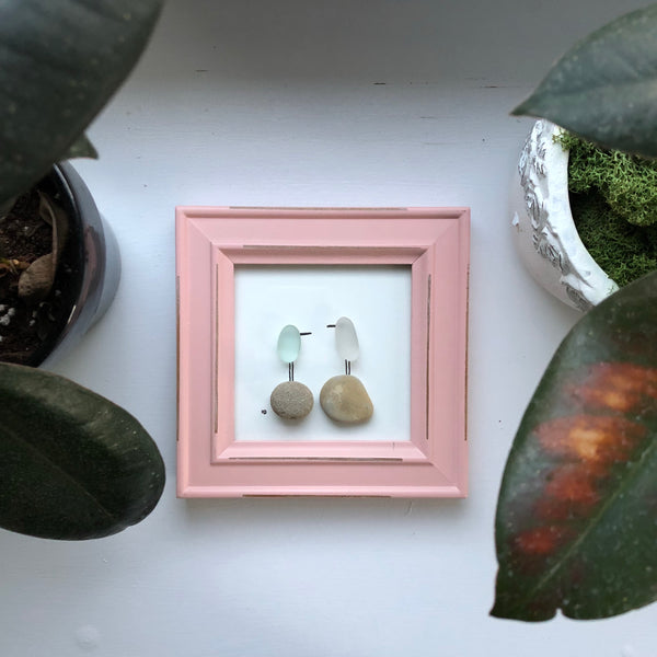 4x4 Baby Birds on Beach Pebbles Seaglass Art