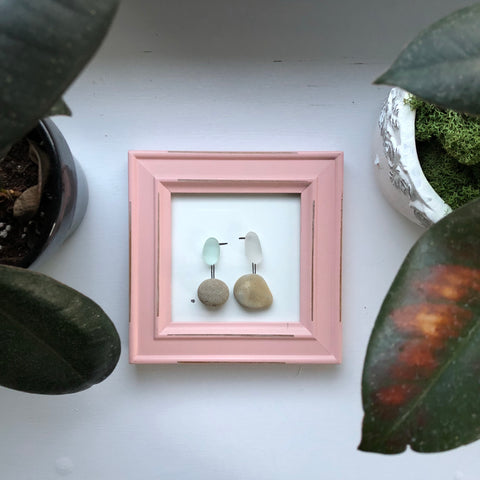 4x4 Baby Birds on Beach Pebbles Seaglass Art