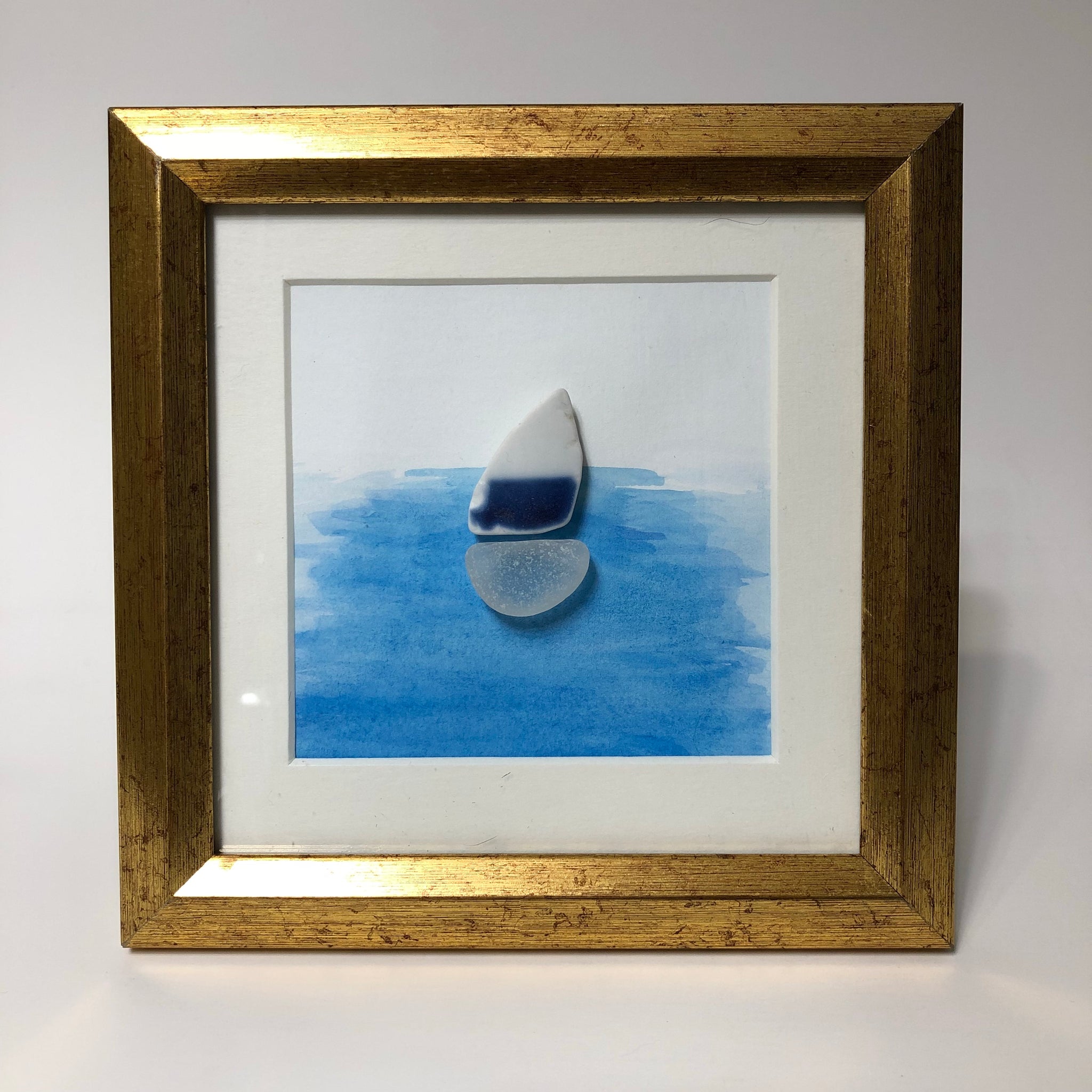 Sailboat - Framed Seaglass Art