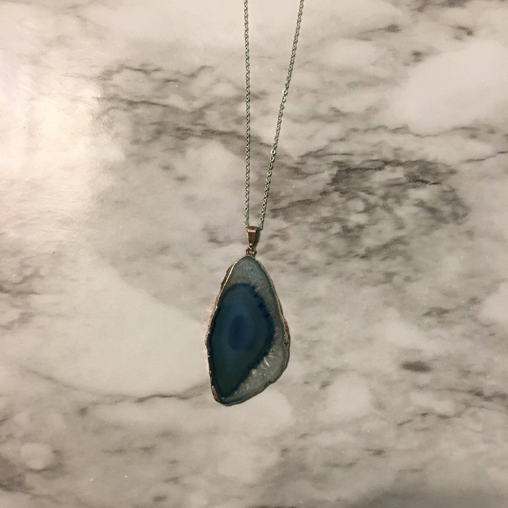 Icy Blue Agate Necklace